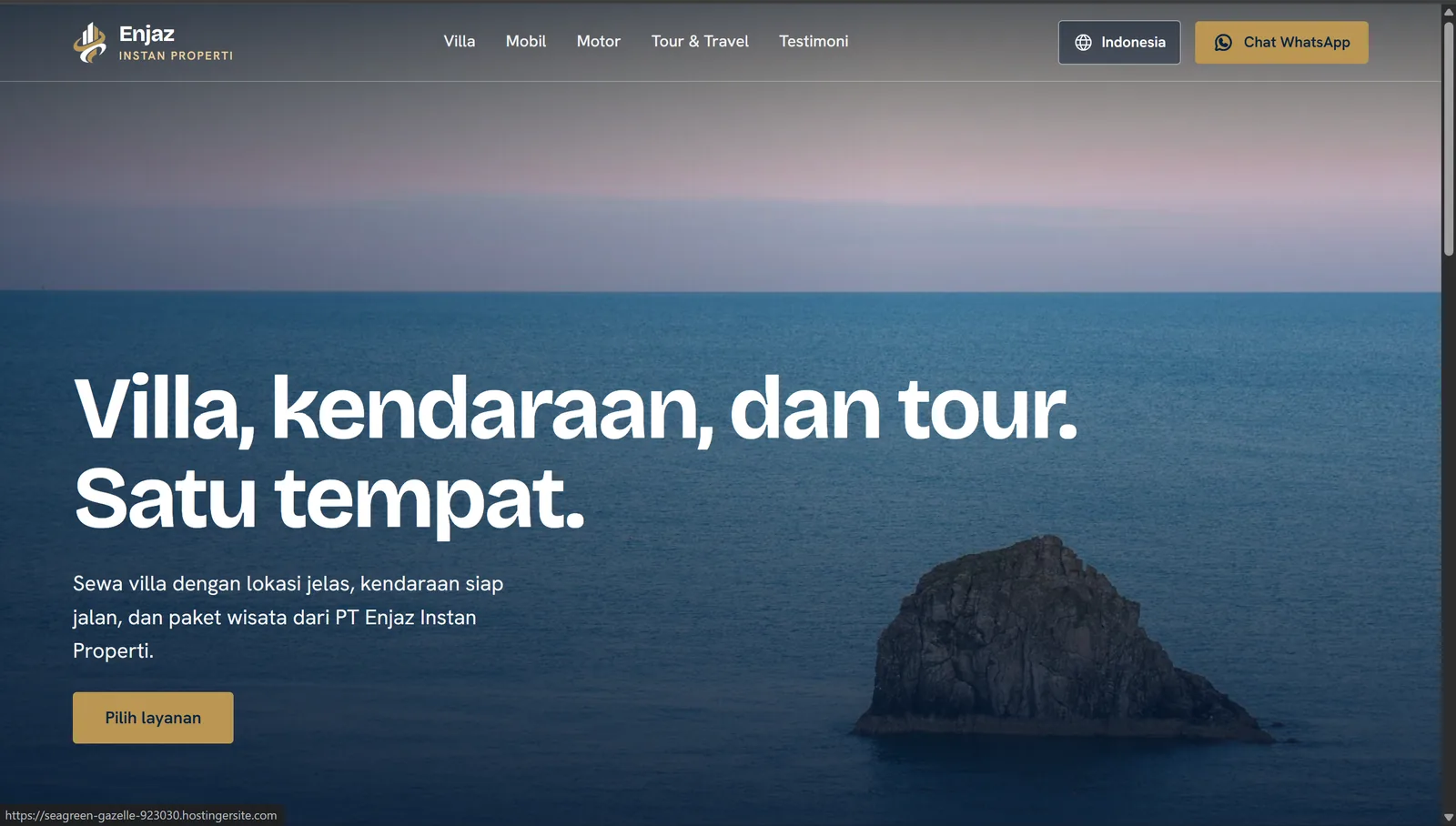 Tampilan website Enjaz Instan Properti