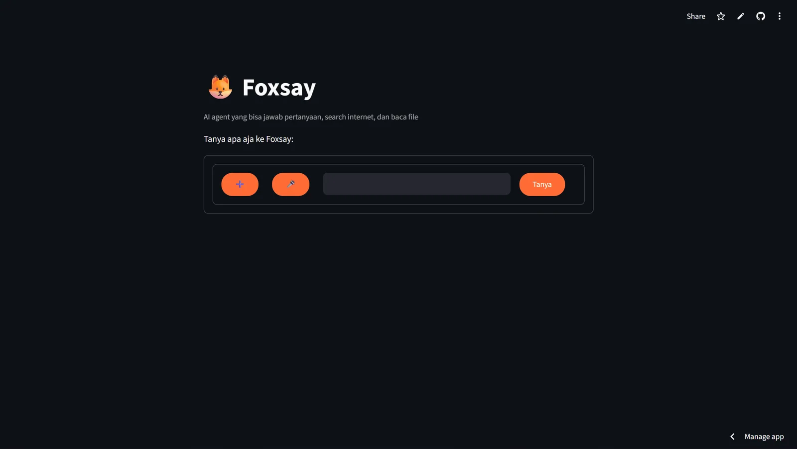 Tampilan aplikasi Foxsay
