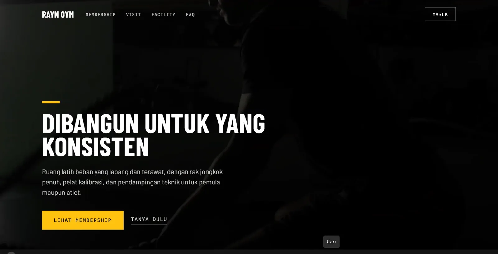 Tampilan website Rayn Gym